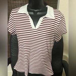 No Boundaries Ribbed Striped Collared Shirt